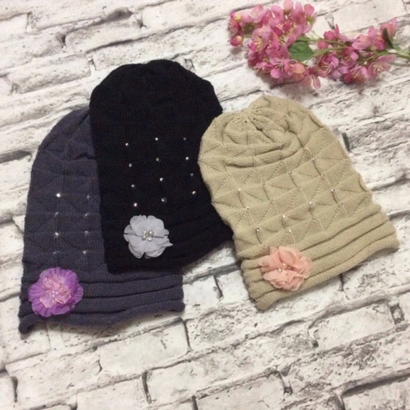 🌺 BEANIE HIPSTER BOHO FLOWER FLORAL CAP TRENDY BLING BAGGY RUSTIC CUSTOM KIND - Picture 3 of 8